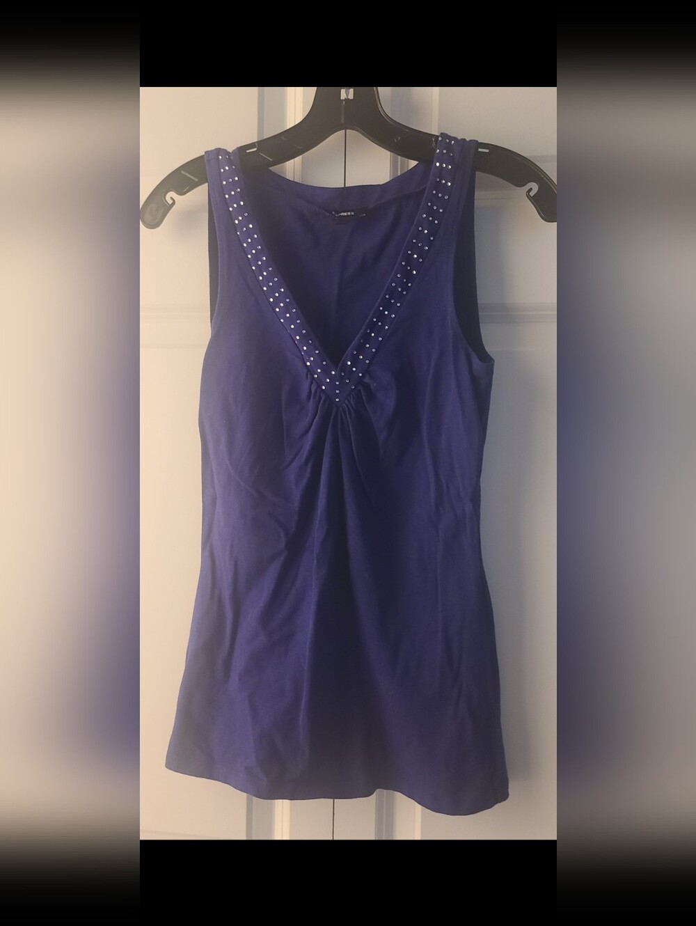 Express Bling V-Neck Purple Sleeveless Tank Top - XS